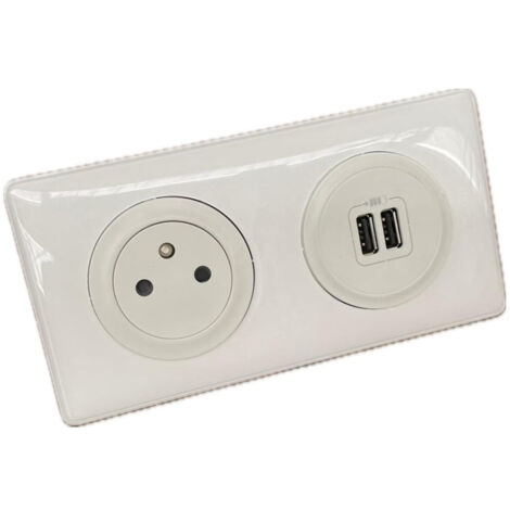 Legrand – Kit prise 2P+T 16A avec chargeur double USB type A 3A – Installation encastrée – Support et plaque blanche inclus