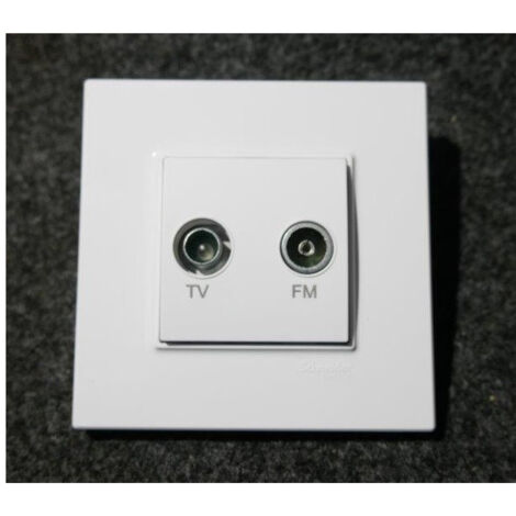 Prise TV-FM 9.52mm blanc polaire complet avec support et plaque ALTIRA SCHNEIDER (1/2)