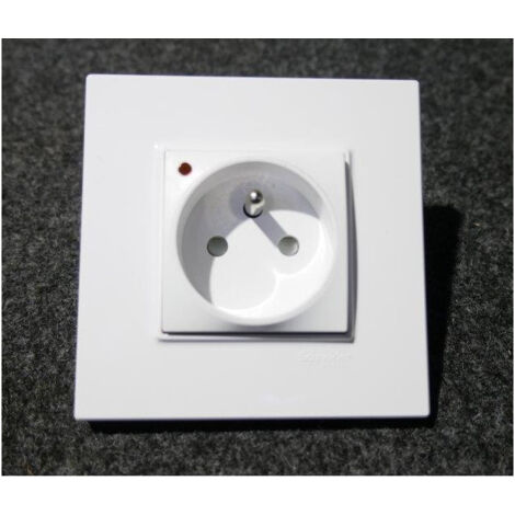 Prise de courant 16A Rotoclip lumineux blanc polaire complet avec support et plaque ALTIRA SCHNEIDER (1/2)