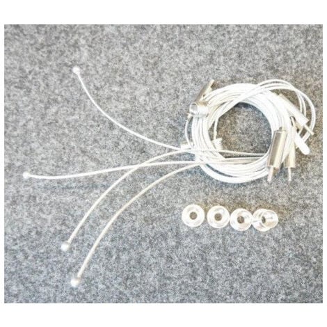 Kit de 4 filins acier longueur 1.5m pour suspension de plafonnier et luminaire (ou autre) embout fileté male/femelle TF019