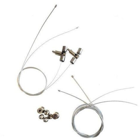 Kit de 4 filins acier longueur 1.5m pour suspension de plafonnier et luminaire (ou autre) embout fileté male/femelle TF019