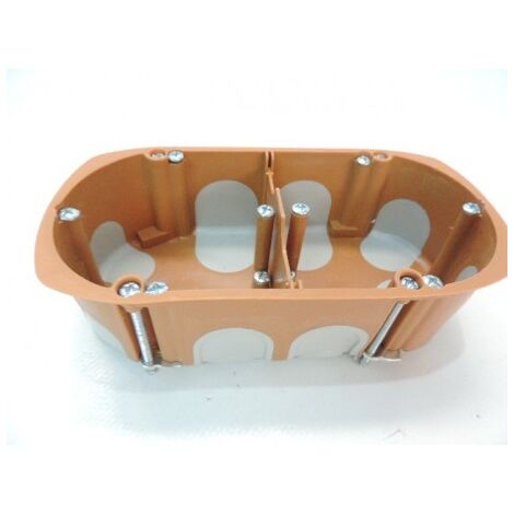 Boite d'encastrement double étanche BBC Ø 2x68mm 2 postes entraxe 71mm prof 40mm Hor/Vert écolo R2012 SIB ADR P32971