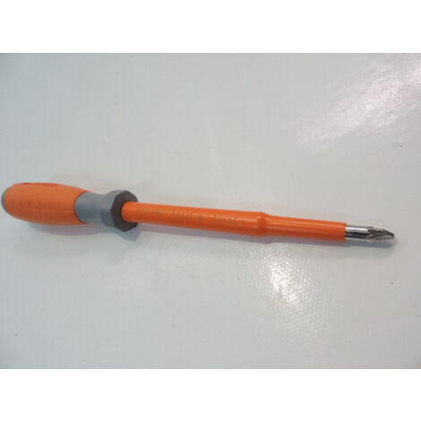 Tournevis cruciforme Pozidrive 6x125mm isolé 1000V manche bi-matière lame acier chromé empreinte PZ2 DERANCOURT POZI6X125B (1/3)