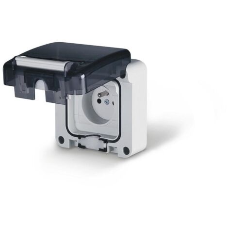 Prise simple encastrée 16A FRANÇAISE M95, IP66, grise, PROTECTA