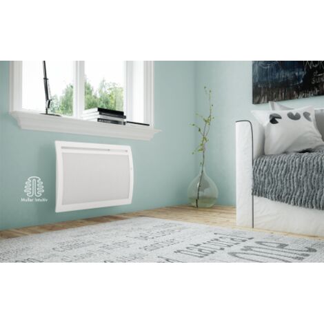 Noirot – Radiateur électrique 1000W panneau rayonnant connecté blanc horizontal 637x440x113mm – Détection fenêtre ouverte – Programmation intégrée (1/4)