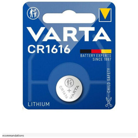 Blister de 1 pile bouton CR1616 Lithium 3V VARTA