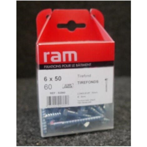 Boîte de 60 tirefonds AZ Ø 6x50mm acier inoxydable galvanisé RAM