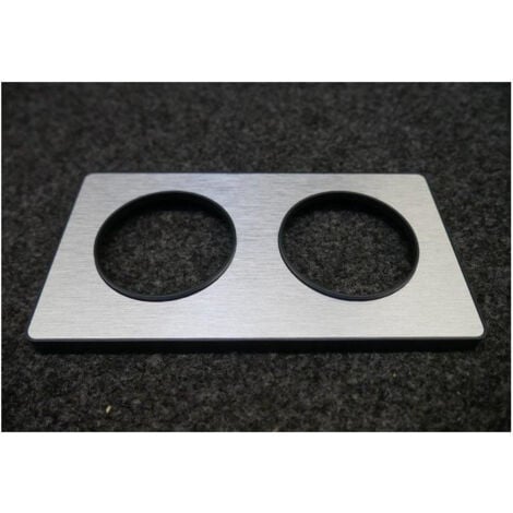 Plaque de finition 2 postes 4 modules aluminium brossé avec liseré anthracite horiz/vert entraxe 71mm Odace SCHNEIDER
