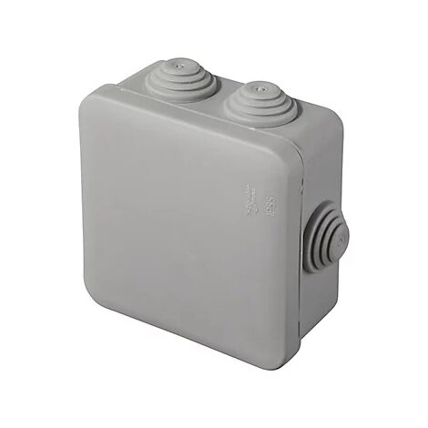 Boite de derivation 80x80x45mm grise étanche couvercle 7 entrées embouts IP55 IK07 650° Mureva BOX