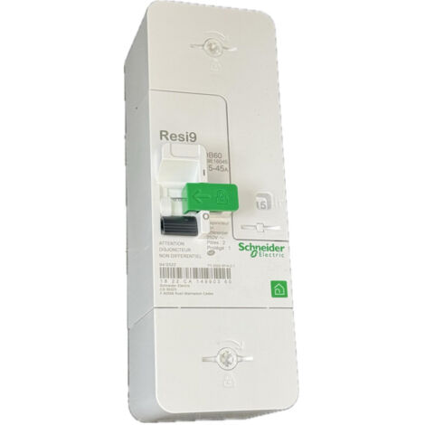 Schneider Electric – Disjoncteur bipolaire 1P+N 15-30-45A – Non-differentiel pour service Resi9 DB60 – Protection contre surcharges et court-circuits