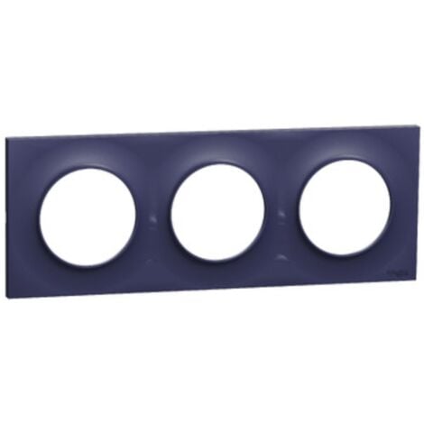 Plaque de finition couleur bleu cobalt 3 postes horiz/vert entraxe 71mm pour appareillage mural Odace Styl