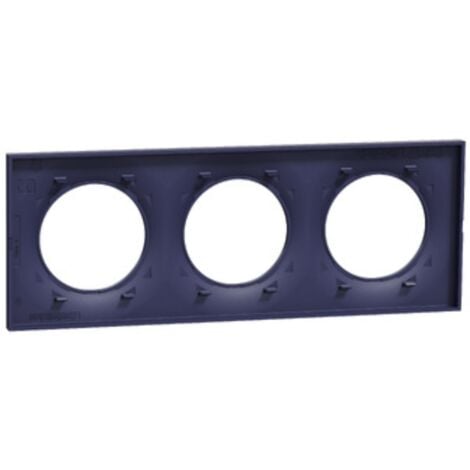 Plaque de finition couleur bleu cobalt 3 postes horiz/vert entraxe 71mm pour appareillage mural Odace Styl