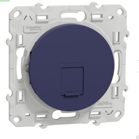 Prise RJ45 CAT6 STP bleu cobalt grade 3 (multimedia) encastré avec support (sans plaque) Odace