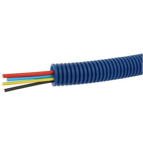Gaine ICTA préfilée bleue Ø 20mm (bobine de 100m) 4x1.5mm² fil bleu-rouge-noir-vert/jaune Chronofil LEGRAND