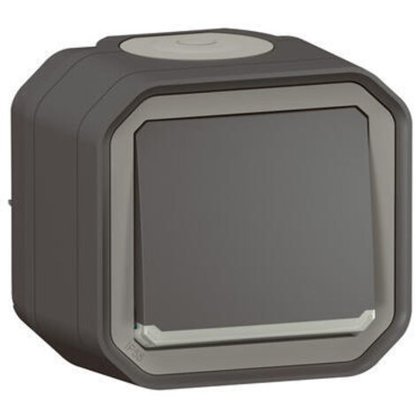 Interrupteur ou va-et-vient lumineux10AX 250V Plexo complet saillie anthracite LEGRAND 069736L