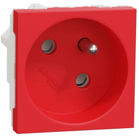 Unica - prise 2P+T - FR - 45° - goulotte - raccord rapide - Rouge - méca seul (NU304903T) (1/3)