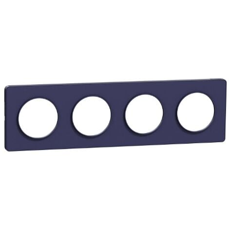 Plaque de finition couleur bleu cobalt 4 postes horiz/vert entraxe 71mm pour appareillage mural Odace Styl