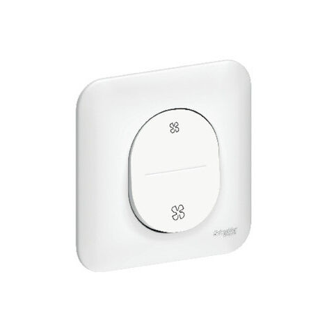 Schneider Electric – Inter VMC 10AX encastré blanc complet avec plaque 2 vitesses – Bornes auto-fixation vis/griffes Ovalis – Installation rapide