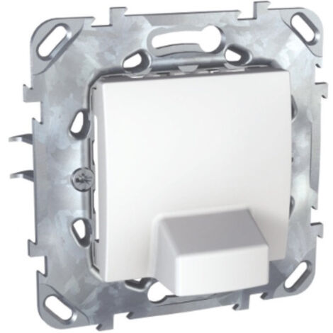 Sortie de cable 16A blanc à encastrer avec support 2 modules 3 bornes fixation griffes sans plaque série UNICA