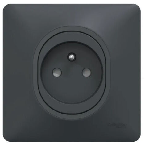 Schneider Electric – Prise de courant 2P+T 16A encastrée anthracite – Appareillage mural complet avec plaque et bornes auto-fixation vis – Pour installation électrique