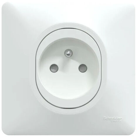 Schneider Electric – Prise de courant 2P+T 16A encastrée blanche – Indice de protection IP21D – Connexion automatique sans vis – Plaque de finition incluse