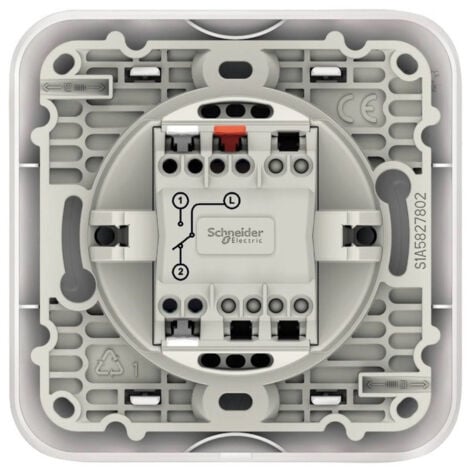 Interrupteur va-et-vient 10A à encastrer blanc complet avec plaque bornes auto fixation vis OVALIS