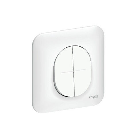 Schneider Electric – Double interrupteur va-et-vient 10A encastré blanc – Plaque bornes auto fixation vis/griffes – Pour installation facile et esthétique