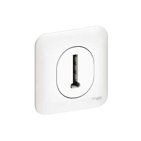 Prise telephone conjoncteur T 8P encastré blanc complet avec plaque fixation vis OVALIS