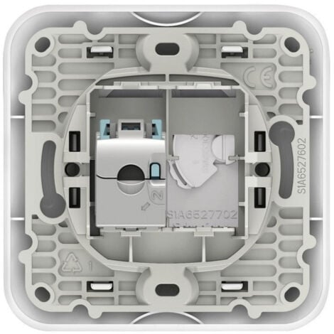 Prise RJ45 CAT6 STP encastré blanche pour réseaux VDI Grade 3 complet avec plaque fixation vis OVALIS