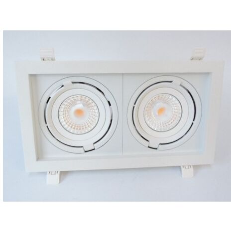 Encastré LED 2x23W rectangulaire 362X200mm blanc 2 spots orientables 3000K 2x2000lm 230V dimmable 38° IP20 IK07 CARD TWO SHOP (1/2)