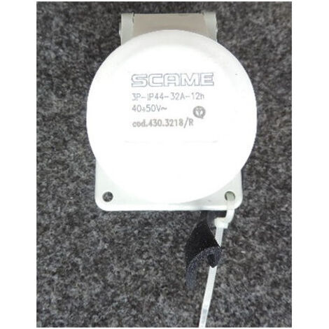 Prise à encastrer 3P 32A femelle clapet blanc 40-50V 50/60Hz socle 55x55mm pour coffret 12h étanche IP44 IEC309