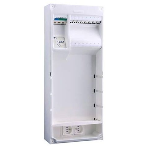 Michaud – Coffret de communication Grade 1 – 8 prises RJ45 UTP catégorie 5 – DTI RJ45 – Répartiteur TV coaxial – Dimensions 250x600x115mm