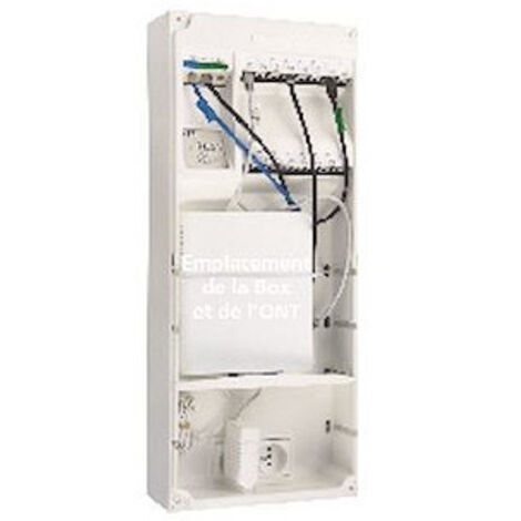 Coffret de communication Grade 3 + Sat avec DTI, multiprise, switch et 16 prises RJ45 pour reseau MULTIBOX