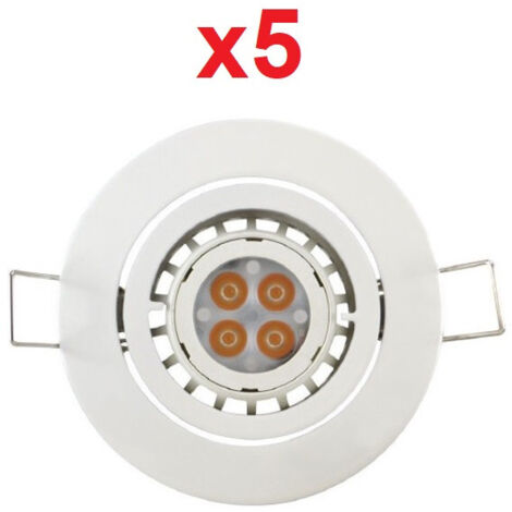 Lot de 5 spots encastrésLED 7W orientable blanc Ø 82mm lampe 2700K 330lm GU5.3 non-dimmable 35° driver 230V interieur IP20 THORN (1/2)