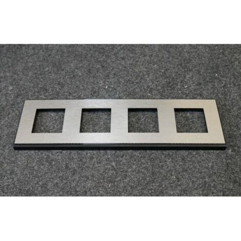 Plaque de finition 4 postes 8 modules horizontale entraxe 71mm gris placage aluminium série Gallery HAGER