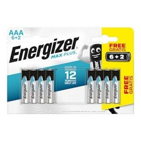 Pile alcaline 1.5V AAA/LR3 (blister de 6+2) Max Plus ENERGIZER (1/5)