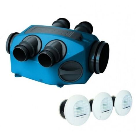 Kit VMC hygroréglable hygro B tres basse conso avec caisson + 3 bouches à piles pour T5-T7 HP INFINITY 2.0 NATHER 557030