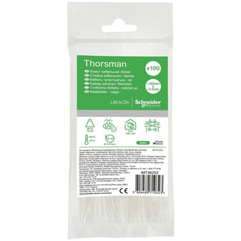 Collier serre-cable translucide 120x2.5mm (blister de 100) pour fixation de fils et cables Ø 27mm max PA6.6 anti-UV Thorsman