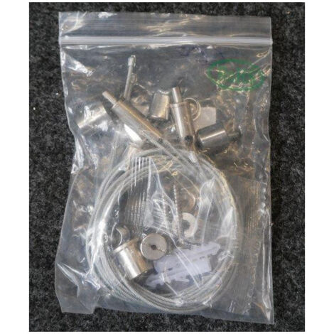 Kit de 4 filins acier longueur 1.5m pour suspension de plafonnier et luminaire dalle LED 1200x300mm (ou autre) P&L
