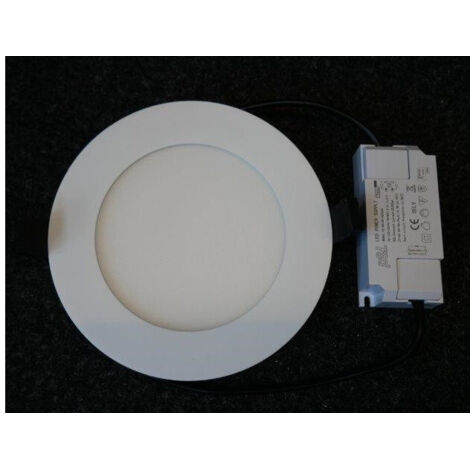 Plafonnier encastré LED 12W blanc fixe Ø 145x13mm 4000K 960lm 110° non-dimmable alim 230V ultra-plat IP44 MB Dalle TRAJECTOIRE (1/2)