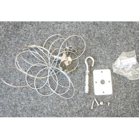 Kit de suspension avec filin acier inox longueur 3m + plaque et crochet de fixation + chevilles pour luminaire suspendu Shopline
