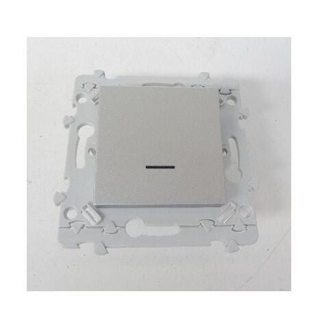 Interrupteur va-et-vient lumineux 10A couleur titane (sans voyant) bornes auto avec support sans plaque Essensya HAGER WE002T