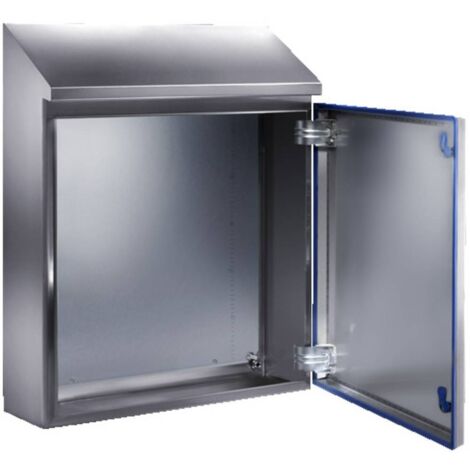 Coffret d'habillage 437X220X155mm acier inox 304 porte pleine avec toit incliné 30° IK08 IP66 HYGIENIC DESIGN RITTAL 1302600 (1/2)