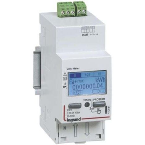 Compteur modulaire monophasé EMDX³ MID raccordement direct 63A - 2 modules - avec sortie RS485 - double comptage - LEGRAND