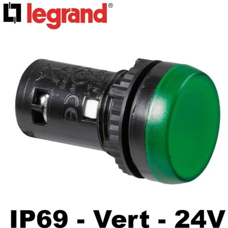 voyant monobloc - led intégrée - 24v - vert - legrand osmoz 024602