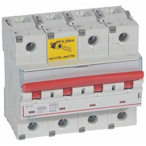 Interrupteur-sectionneur DX3-IS à déclenchement 4 Pôles 400V 100A 6 modules LEGRAND 406546