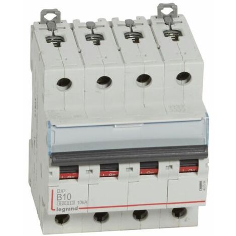 Disjoncteur DX³6000 10kA arriv haute / départ bas Vis 4P 10A courbe B 4 mod