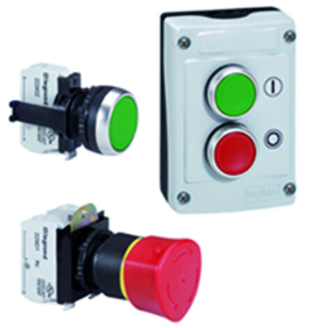 Coup de poing à accrochage non lumineux Osmoz complet IP69 D.40mm EN 418 pousser-tourner LEGRAND 023726