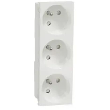Schneider Electric – Prise triple 2P+T avec raccord rapide 16A 250V – Installation encastrée ou saillie – Blanc – NU307918 (1/5)