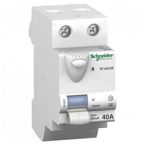 Schneider Electric – Interrupteur différentiel 40A 2P 30mA Type A SI embrochable – Pour installation sur rail distri'click – 16161